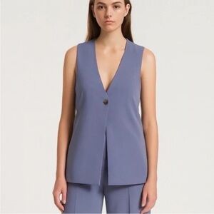 JASON WU MSRP $269 Single Button Long Vest Top Periwinkle Blue